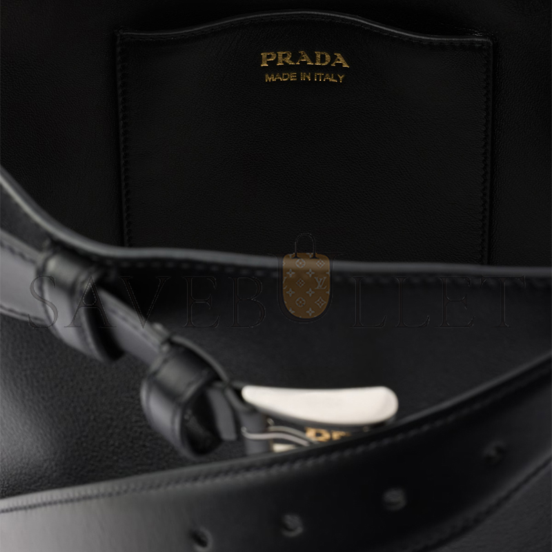 PRADA BUCKLE LEATHER BUCKET BAG WITH BELT 1BE085 (29*26.5*18cm) PRADA BUCKLE LEATHER BUCKET BAG WITH BELT 1BE085 (29*26.5*18cm)